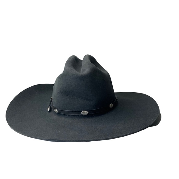 Wrangler Other - WRANGLER 4X Beaver Fur Felt Charcoal Gray Cowboy Western Hat 7 1/8